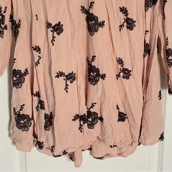 Free People Pink Black Floral Embroidered Cutout Austin Emma Dress 47029 - Picture 3 of 15